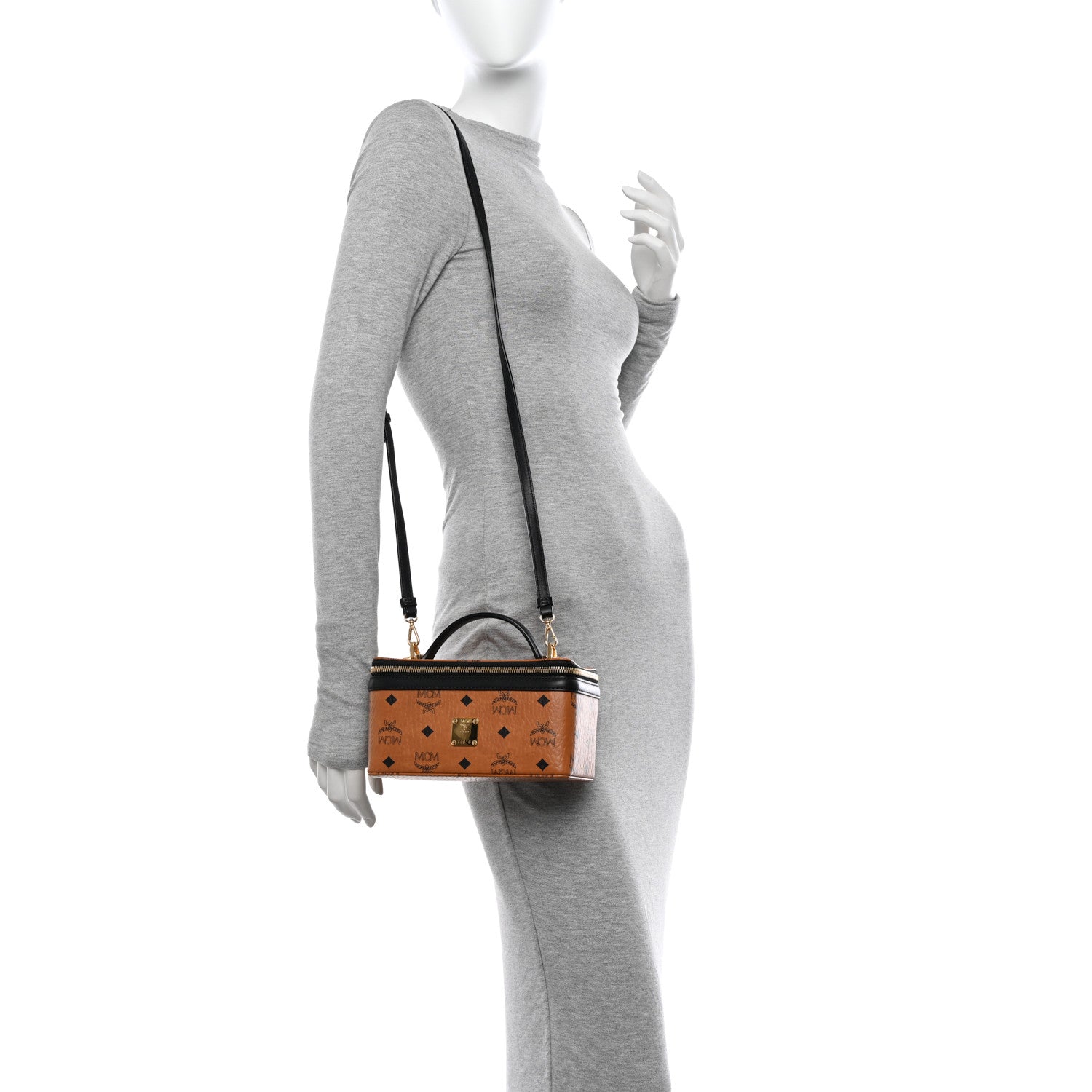 MCM Visetos Vanity Case Cognac Black 2 of 10