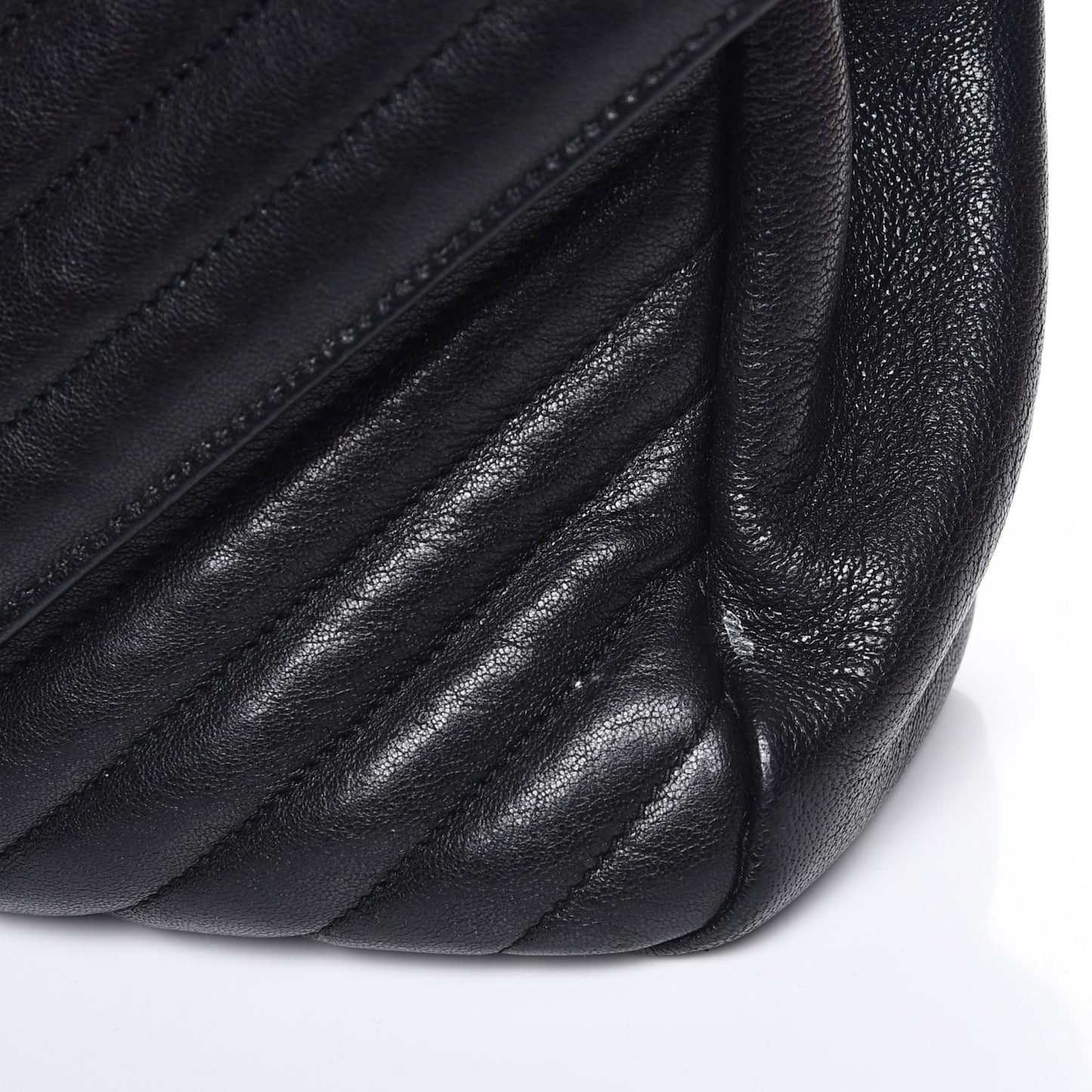Sheepskin Matelasse Chevron Monogram Large College Satchel Black