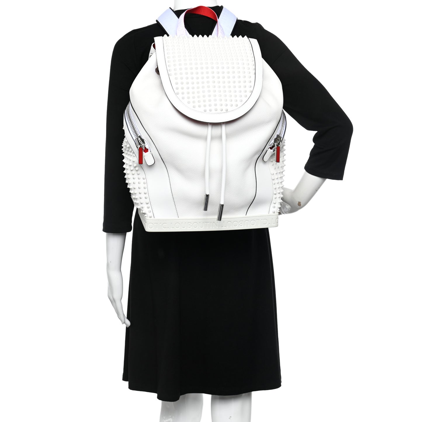 Calfskin Spiked Explorafunk Backpack White