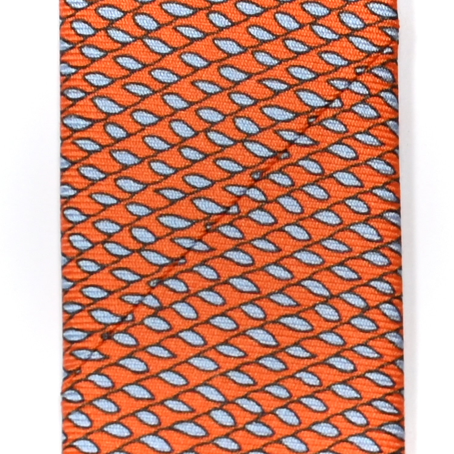 Hermes Silk Printed French Baguette Mens Neck Tie Orange Vif Ciel 6 of 6