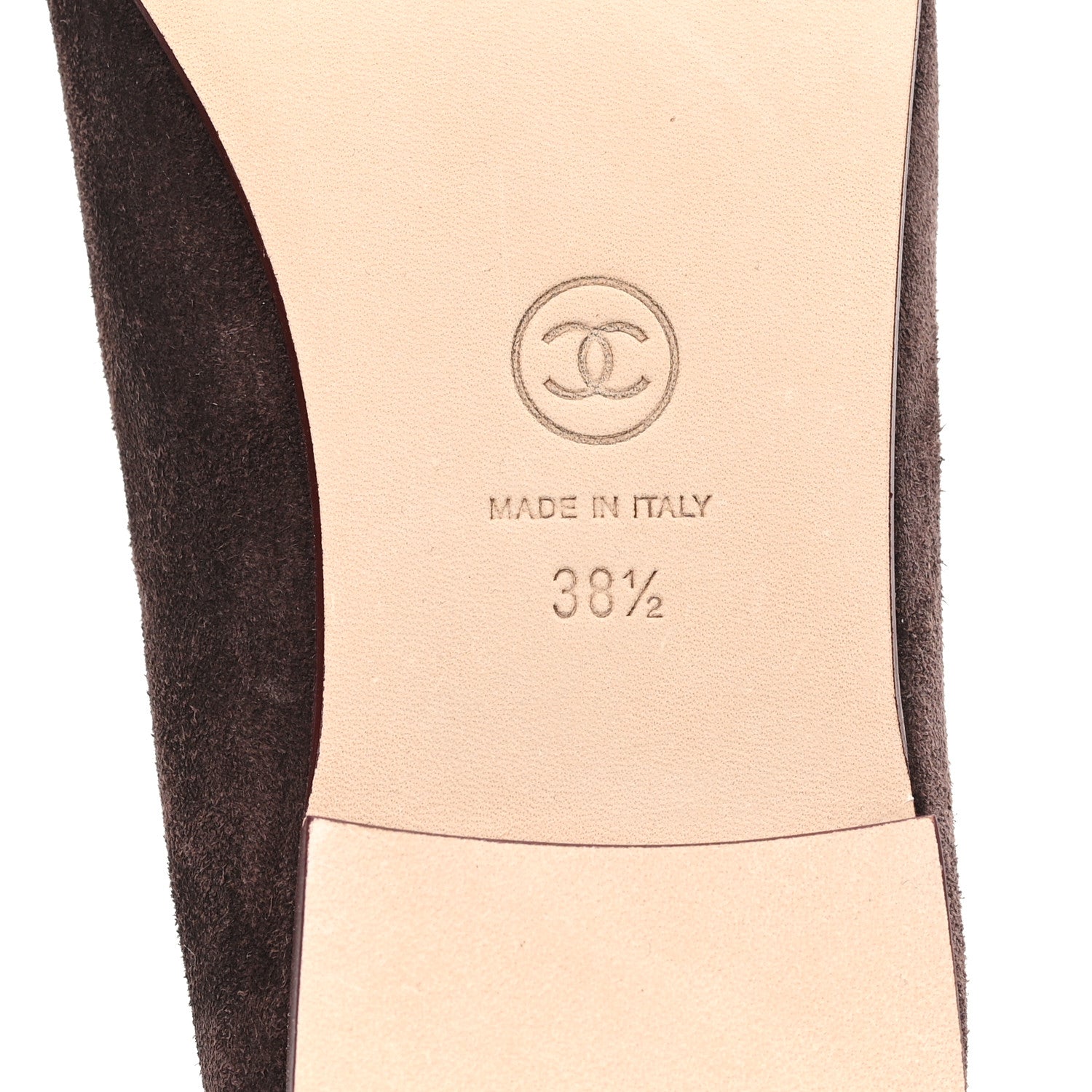 Chanel Suede Calfskin Cap Toe CC Ballerina Flats 38.5 Dark Brown Burgundy 7 of 9