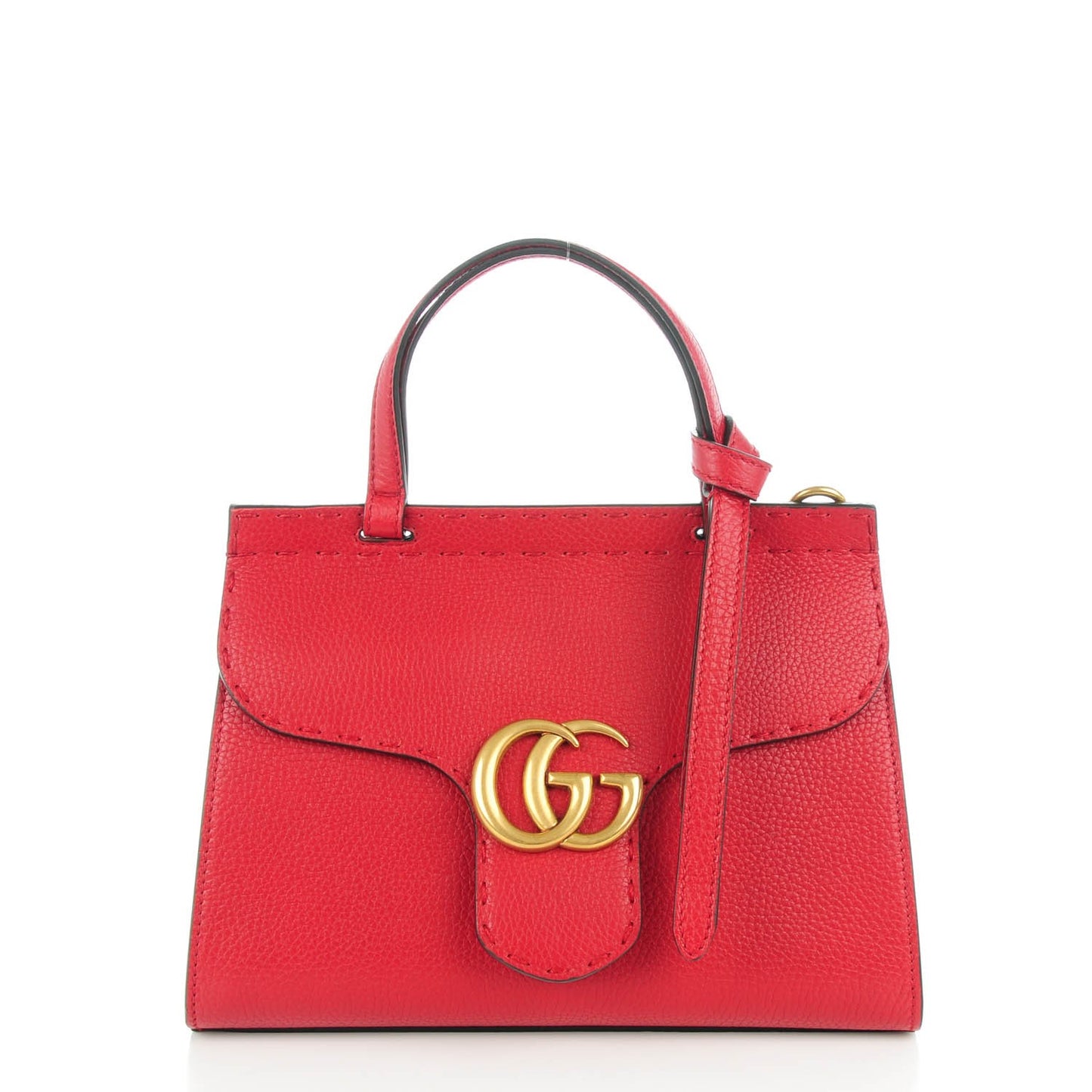 Calfskin Mini GG Marmont Top Handle Bag Vulcanic Red