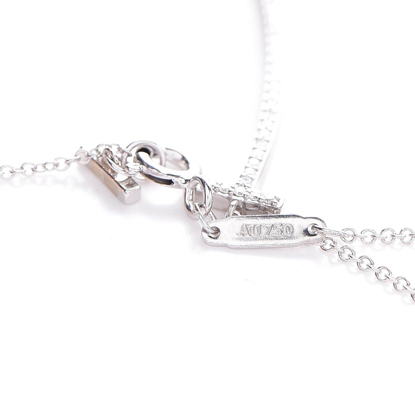 18K White Gold Diamond T Smile Pendant Necklace