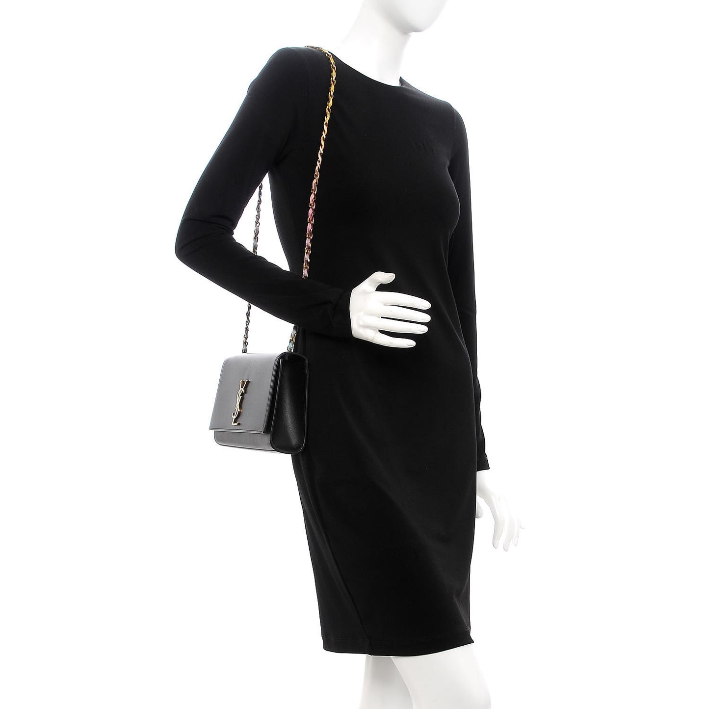 Calfskin Medium Monogram Kate Satchel Black Multicolor