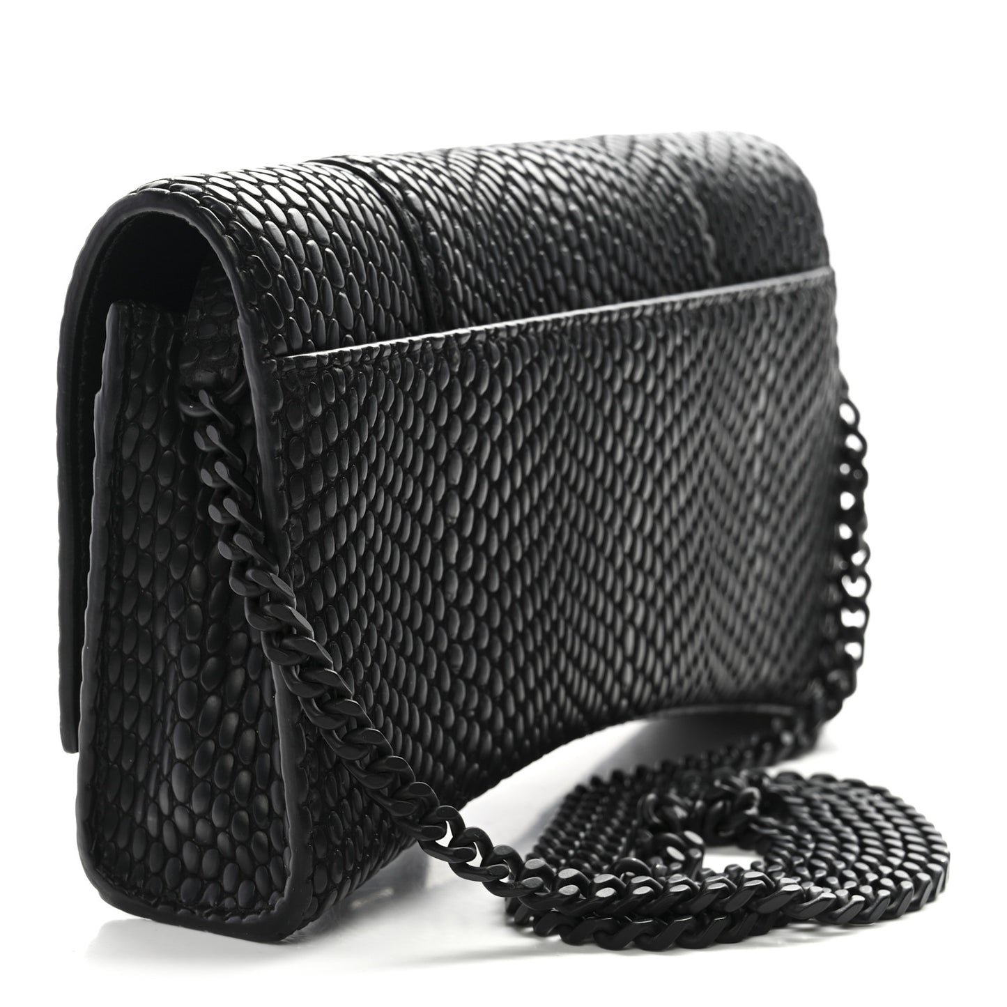 Cobra Embossed Monochrome Hourglass Chain Bag Black