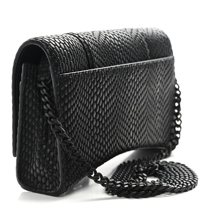 Balenciaga Cobra Embossed Monochrome Hourglass Chain Bag Black 3 of 11