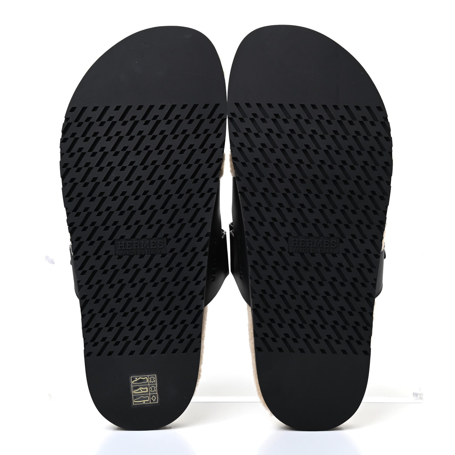 Hermes Veau Indios Woolskin Mens Chypre Sandals 43 Black Ecru 4 of 4