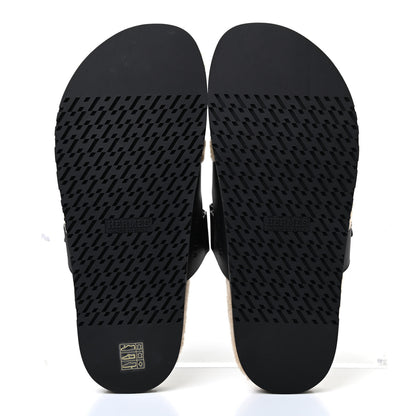 Hermes Veau Indios Woolskin Mens Chypre Sandals 43 Black Ecru 4 of 4