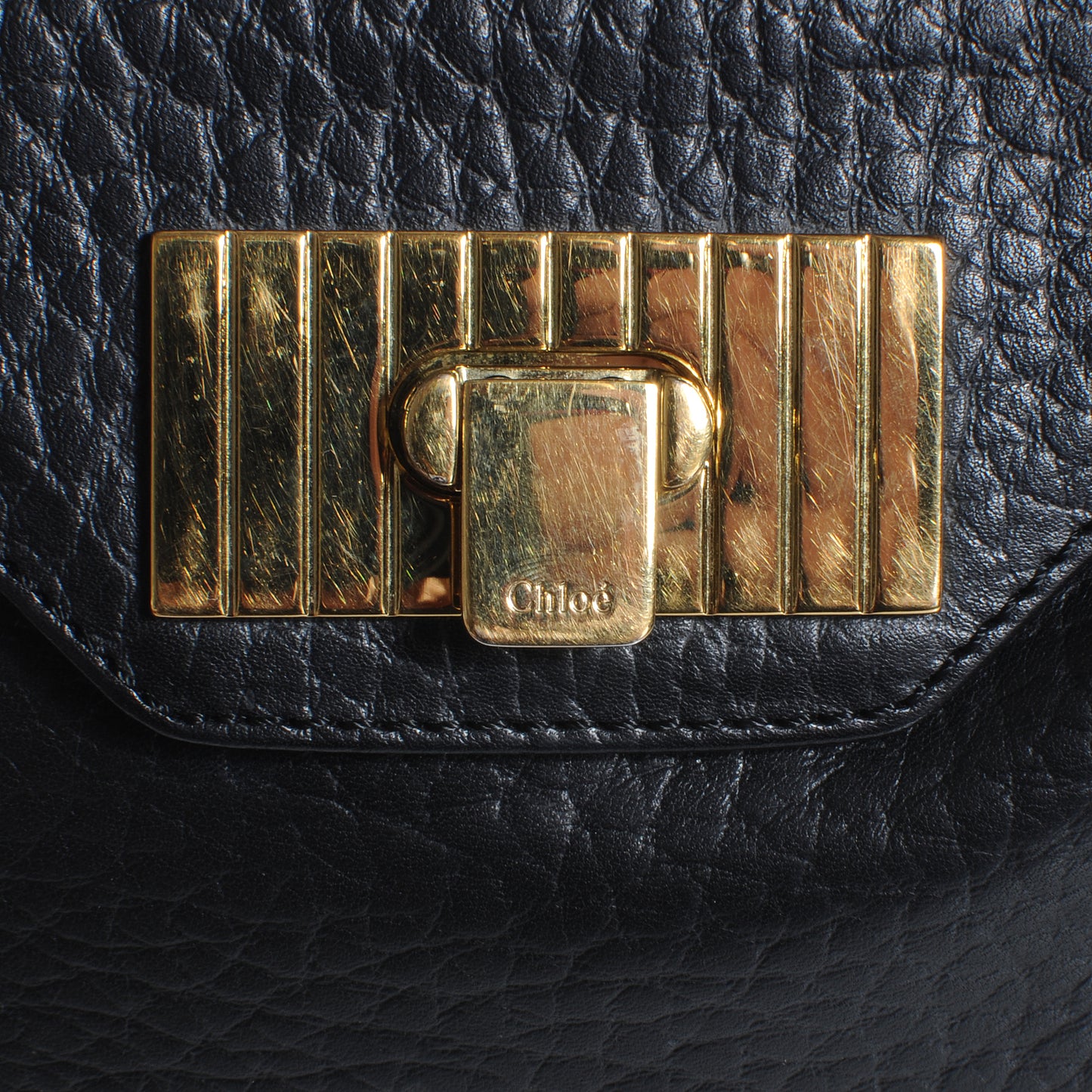 Grained Calfskin Sally Shoulder Clutch Bag Black