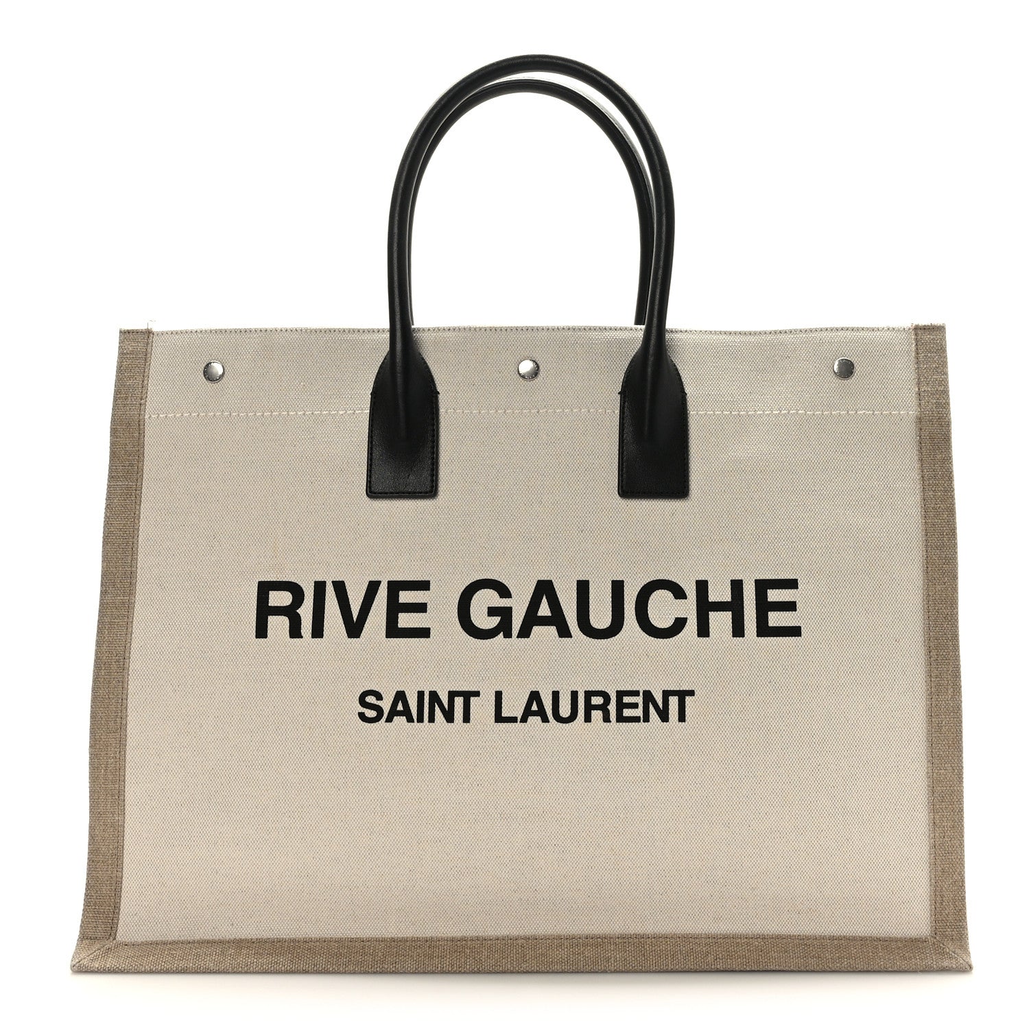Saint Laurent Linen Calfskin Rive Gauche Tote Greggio Natural 1 of 9