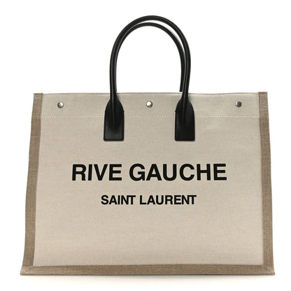 Saint Laurent Linen Calfskin Rive Gauche Tote Greggio Natural 1 of 9