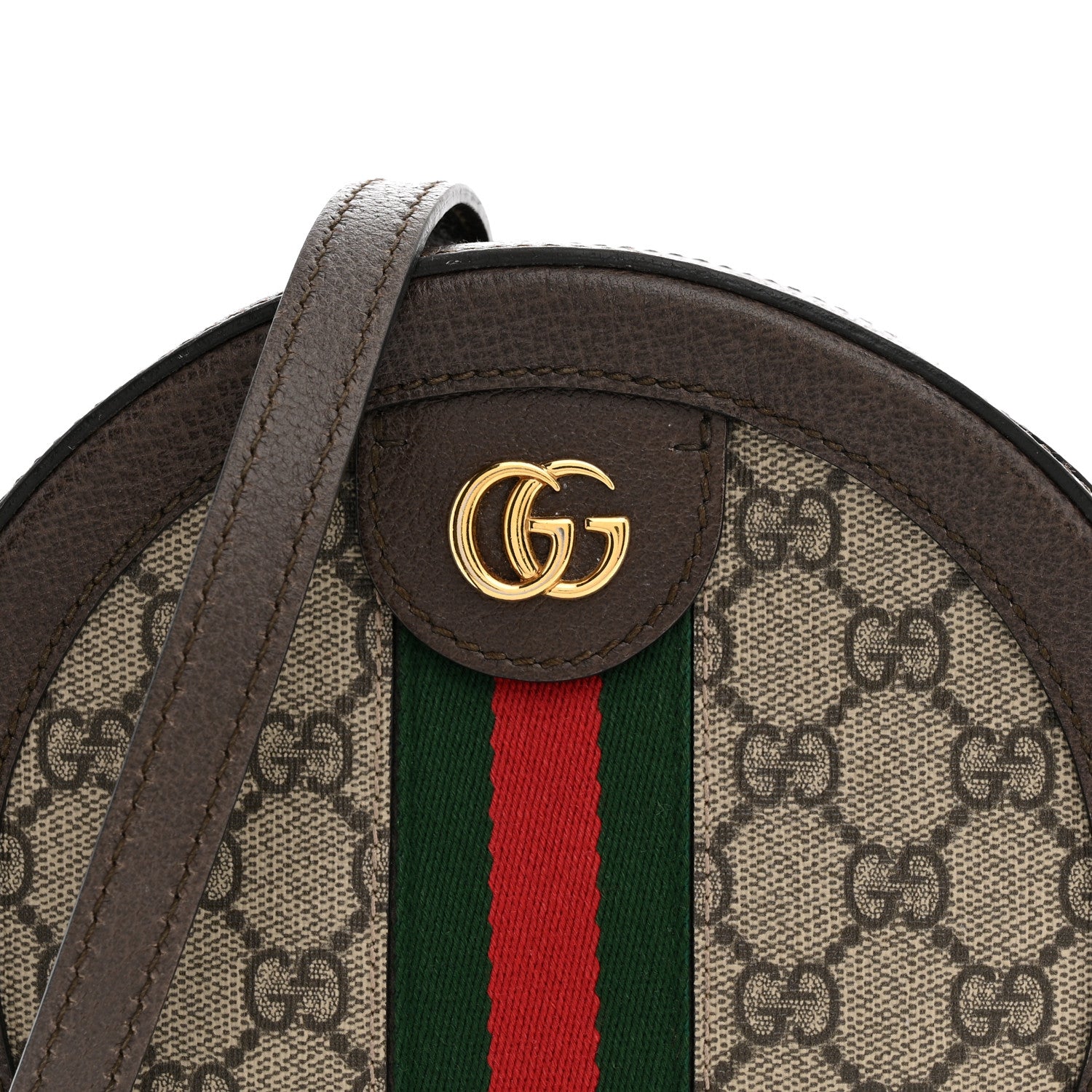Gucci GG Supreme Monogram Web Mini Ophidia Round Shoulder Bag Brown 7 of 13