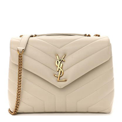Saint Laurent Calfskin Y Quilted Monogram Small Loulou Chain Satchel Crema Soft 1 of 18