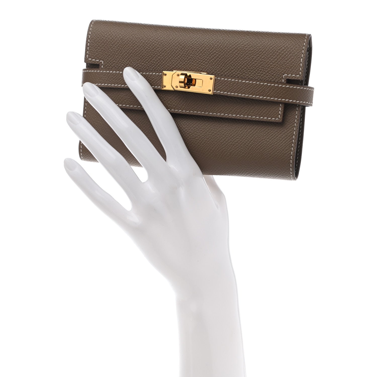 Hermes Epsom Medium Kelly Wallet Etoupe 2 of 8