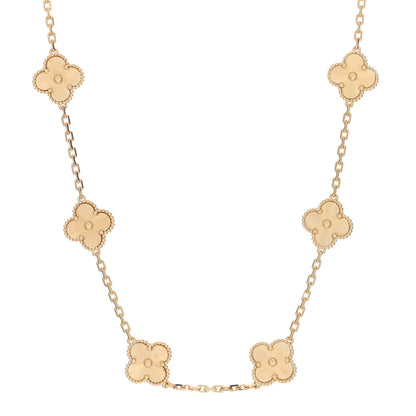 Van Cleef & Arpels 18K Yellow Gold 10 Motifs Guilloche Vintage Alhambra Necklace 1 of 5