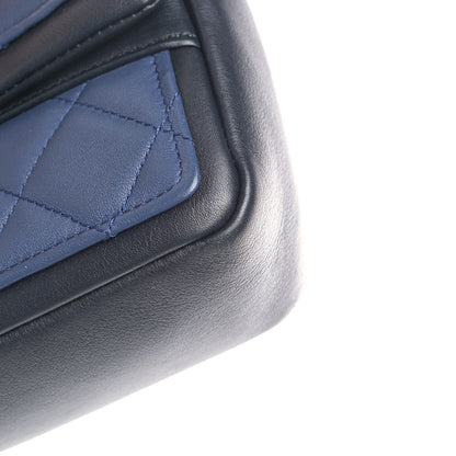 Chanel Lambskin Quilted Medium Graphic Flap Navy Black 12 of 12