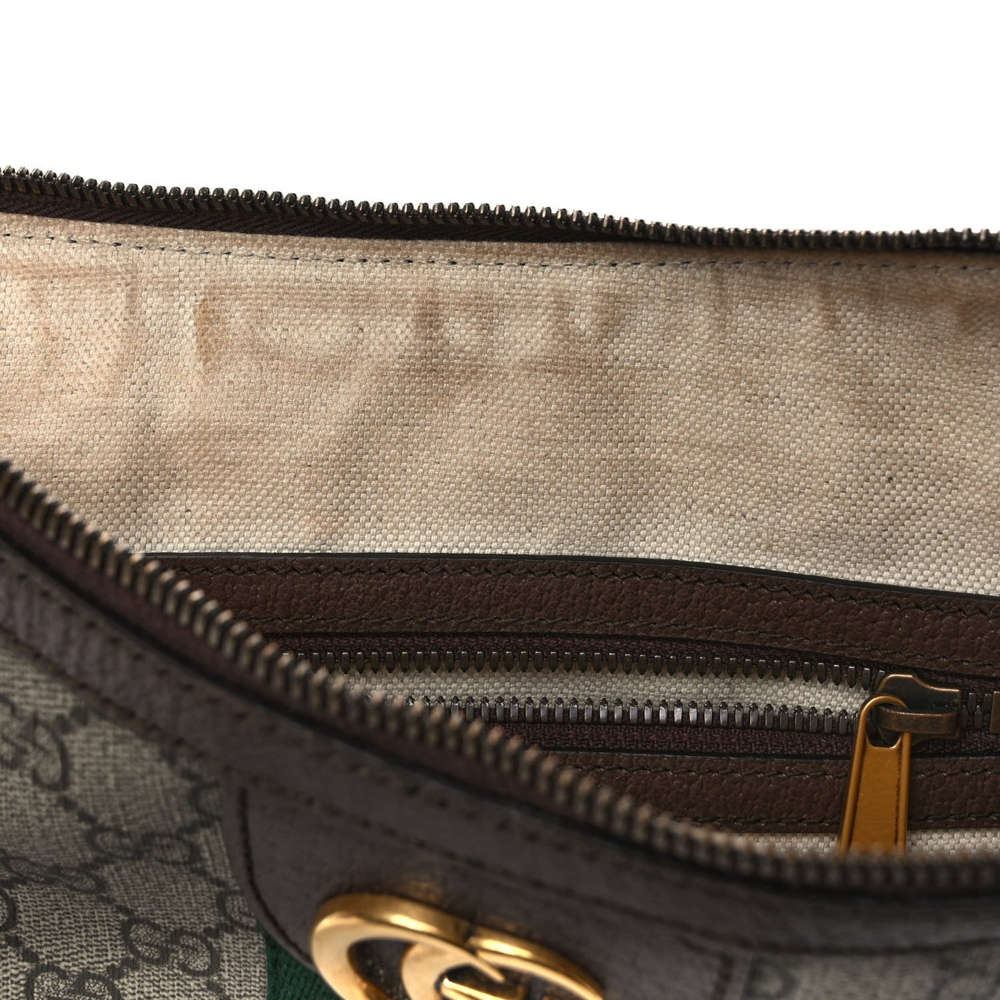GG Supreme Monogram Web Small Ophidia Half Moon Hobo Brown