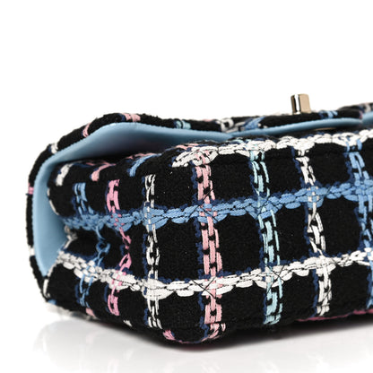 Chanel Tweed Quilted Mini Rectangular Flap Black Pink Blue Ecru 9 of 11