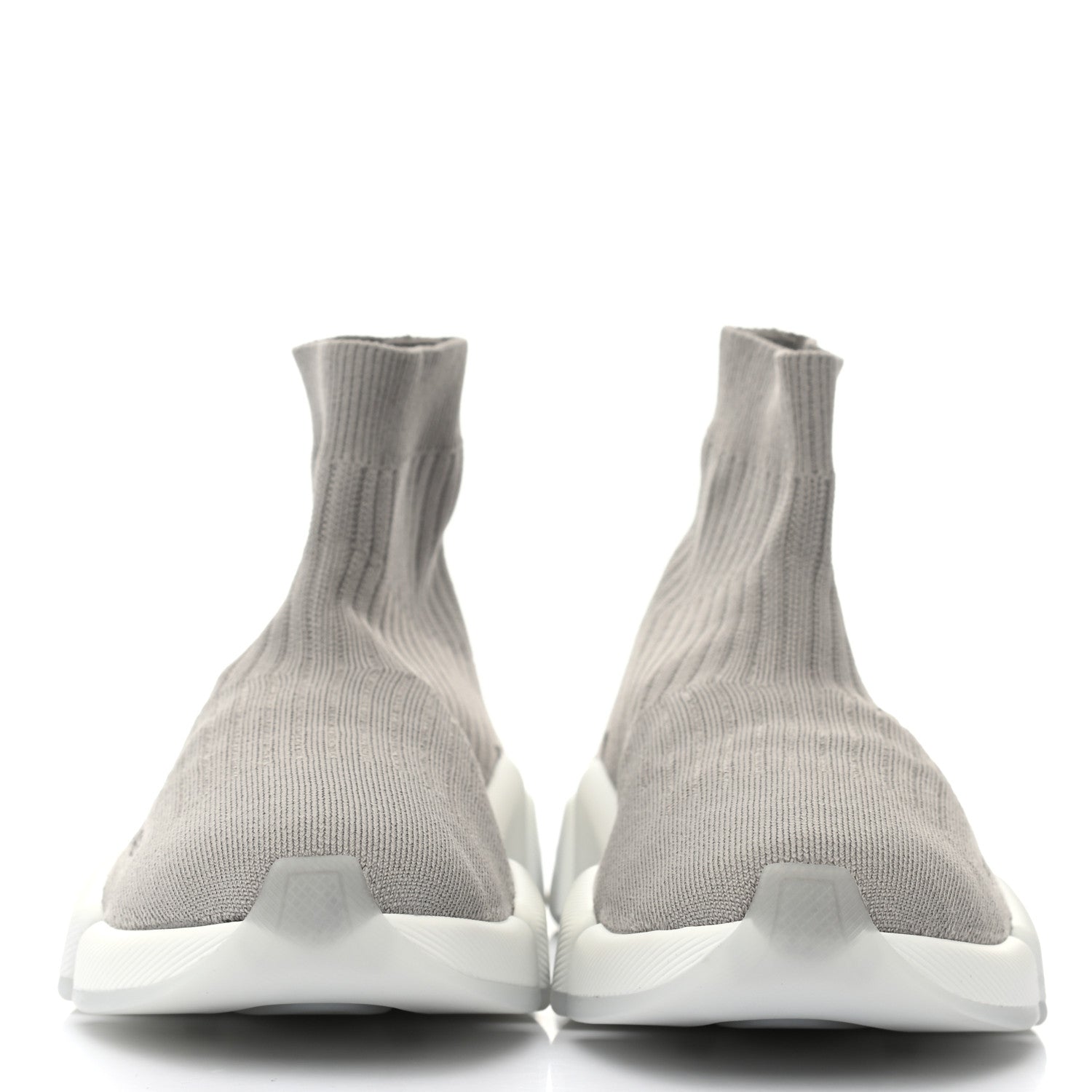 Balenciaga Ribbed Knit Womens Speed 2.0 Transparent Sole Sneakers 38 Baltic Grey White 2 of 7