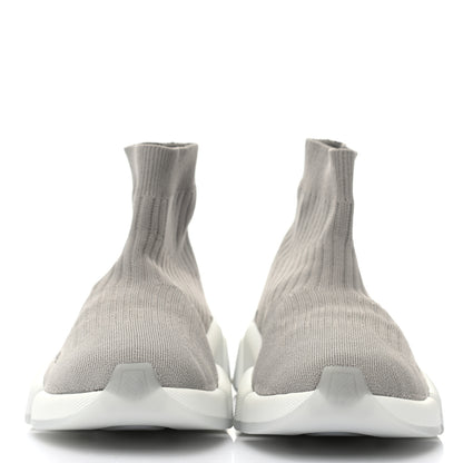 Balenciaga Ribbed Knit Womens Speed 2.0 Transparent Sole Sneakers 38 Baltic Grey White 2 of 7