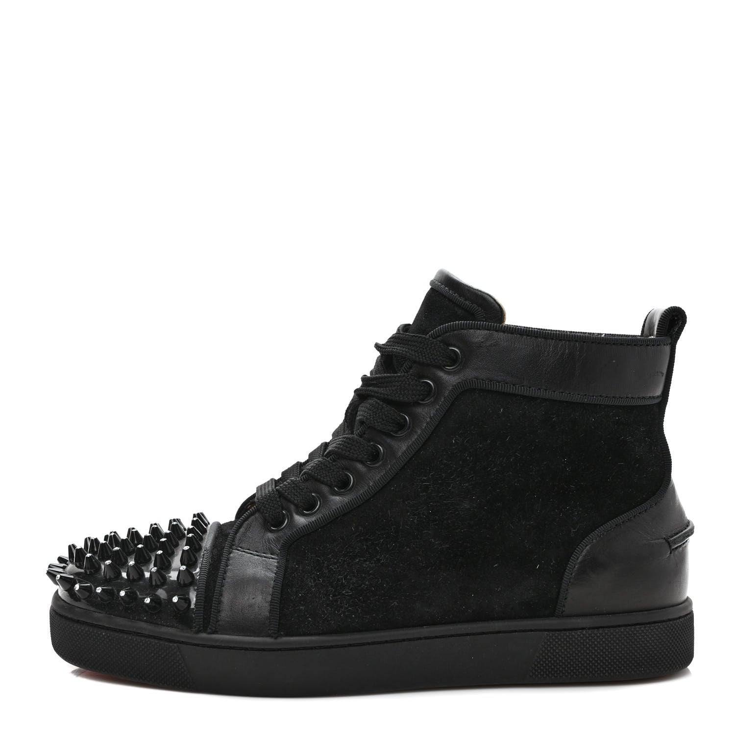 Christian Louboutin Suede Womens Louis Spikes Flat Sneakers 35 Black 1 of 8