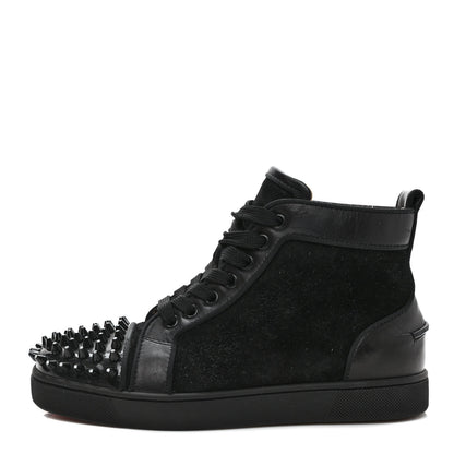 Christian Louboutin Suede Womens Louis Spikes Flat Sneakers 35 Black 1 of 8