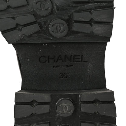 Chanel Calfskin Patent Cap Toe Ankle Boots 36 Black 6 of 13