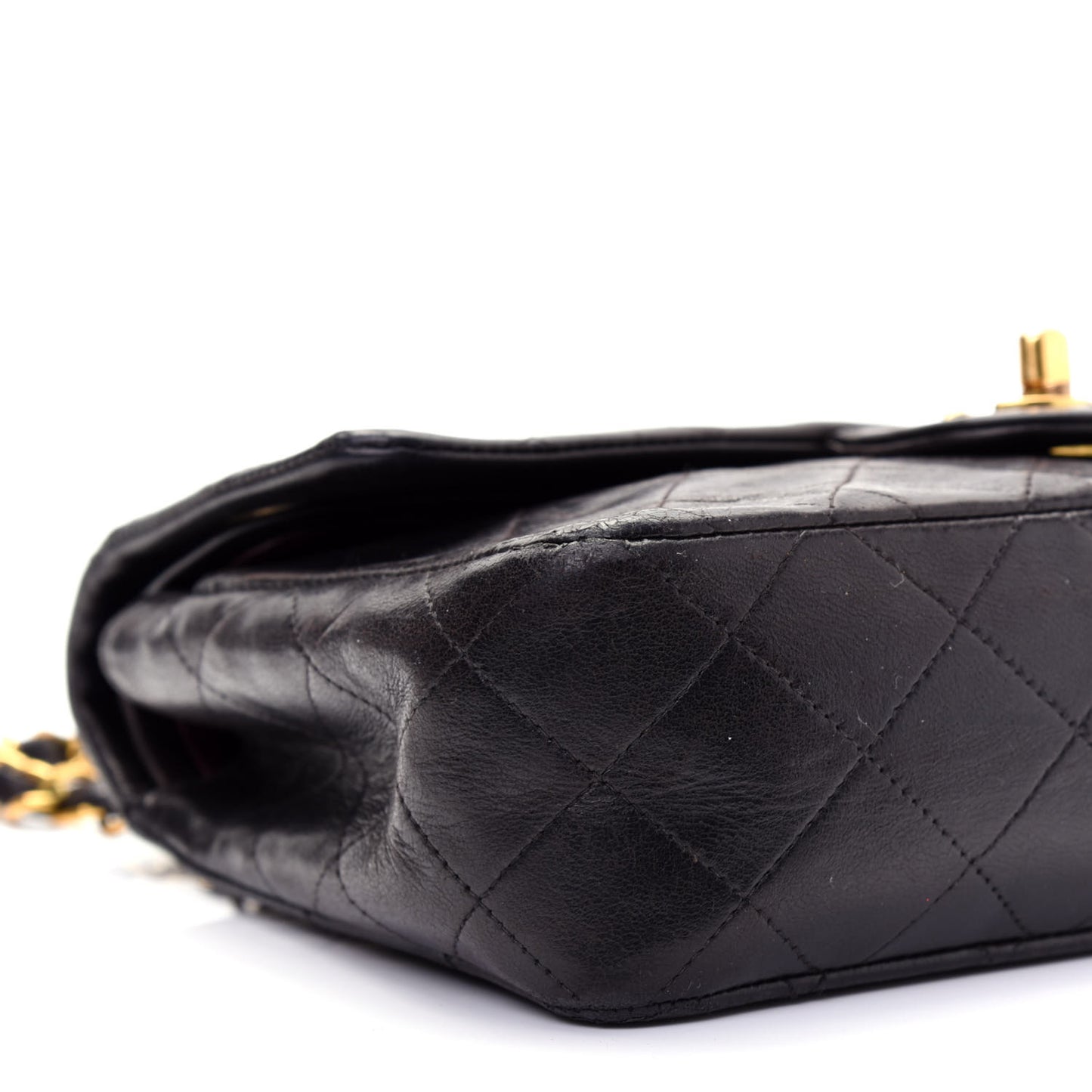 Lambskin Quilted Small Double Flap Black