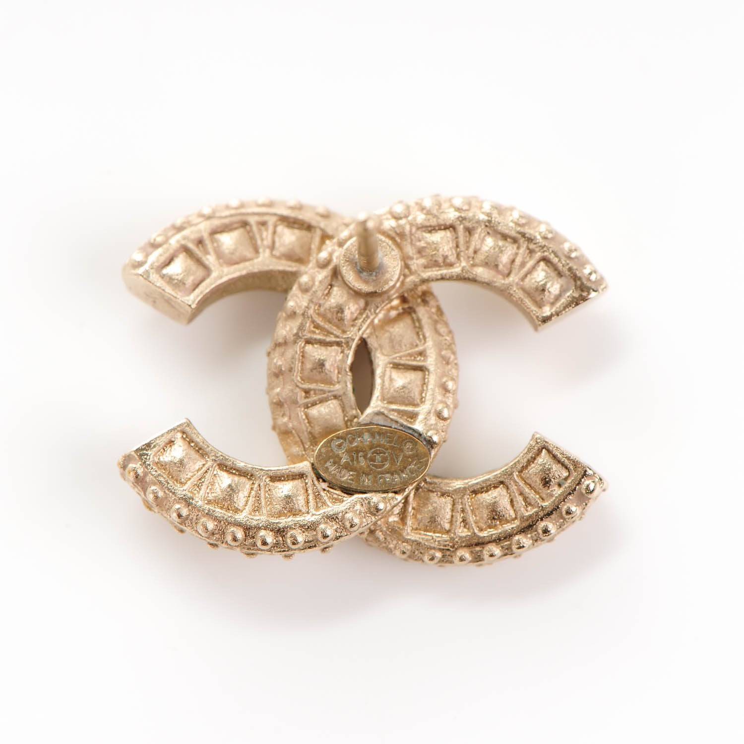 Chanel Crystal CC Earrings Light Gold 4 of 5