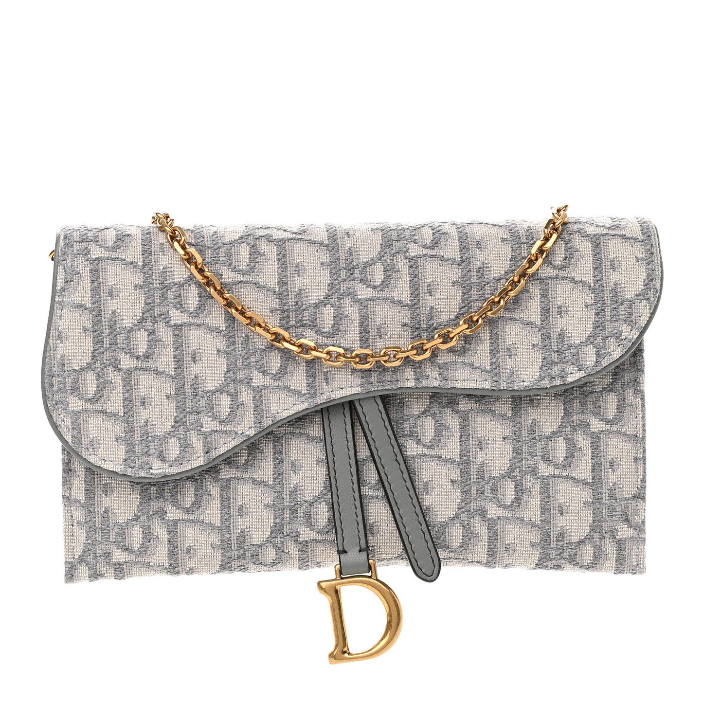 Oblique Saddle Chain Long Wallet Grey