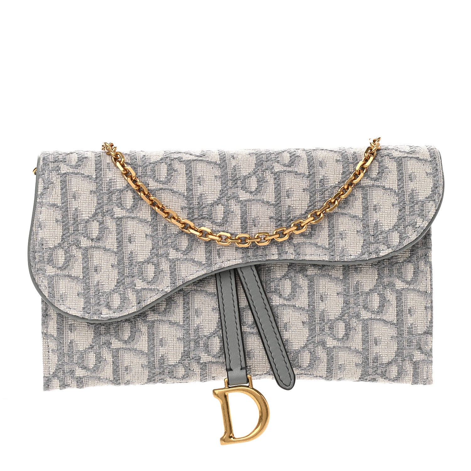 Christian Dior Oblique Saddle Chain Long Wallet Grey 3 of 10