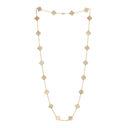 Van Cleef & Arpels 18K Yellow Gold Mother of Pearl 20 Motifs Vintage Alhambra Necklace 3 of 6