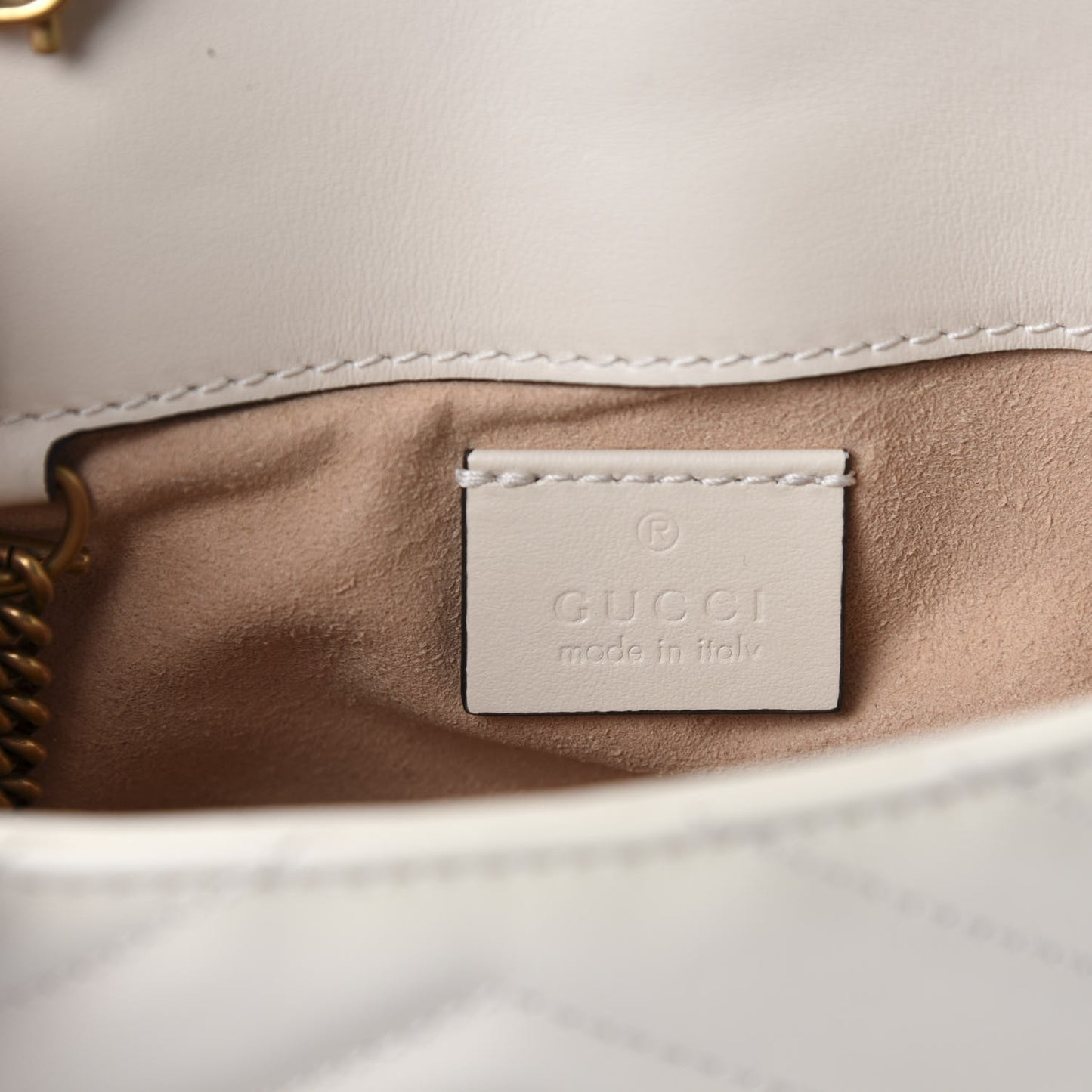 Calfskin Matelasse Super Mini GG Marmont Shoulder Bag White