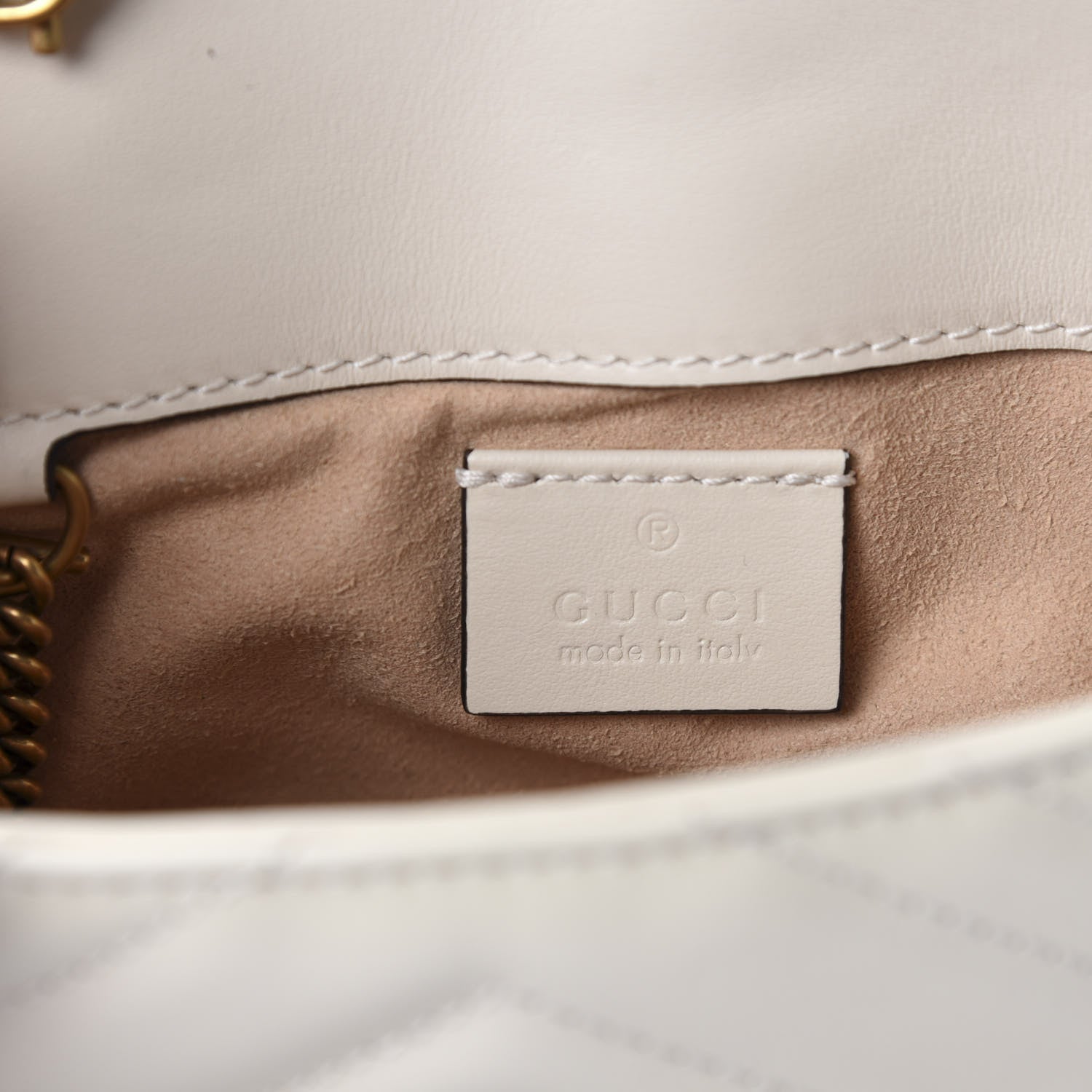 Gucci Calfskin Matelasse Super Mini GG Marmont Shoulder Bag White 8 of 11