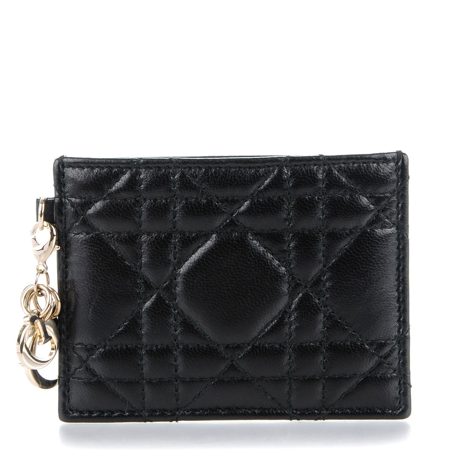 Lambskin Cannage Lady Dior Card Holder Black