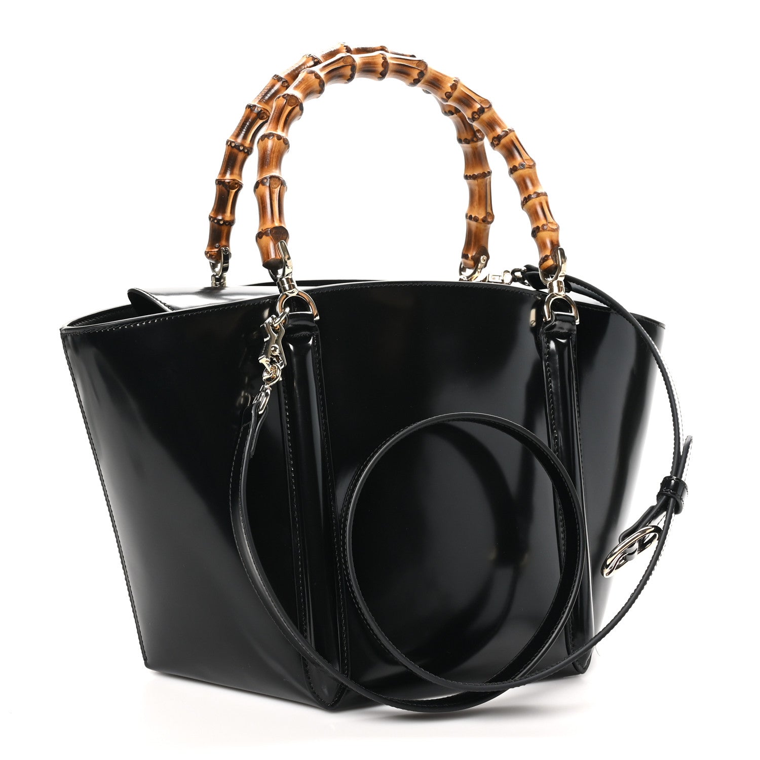 Gucci Spice Lux Nappa Bamboo Basket Bag Black 3 of 9