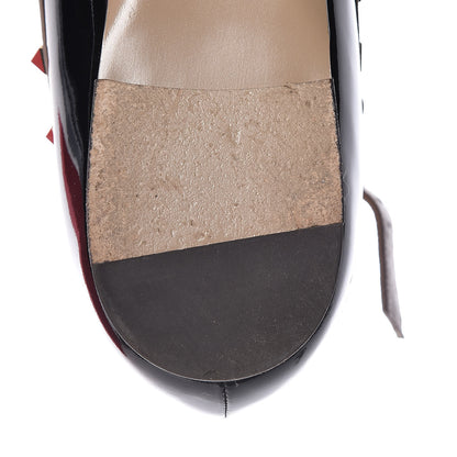Valentino Garavani Patent Rockstud Cage Ballerina Flats 40.5 Black Poudre 10 of 15