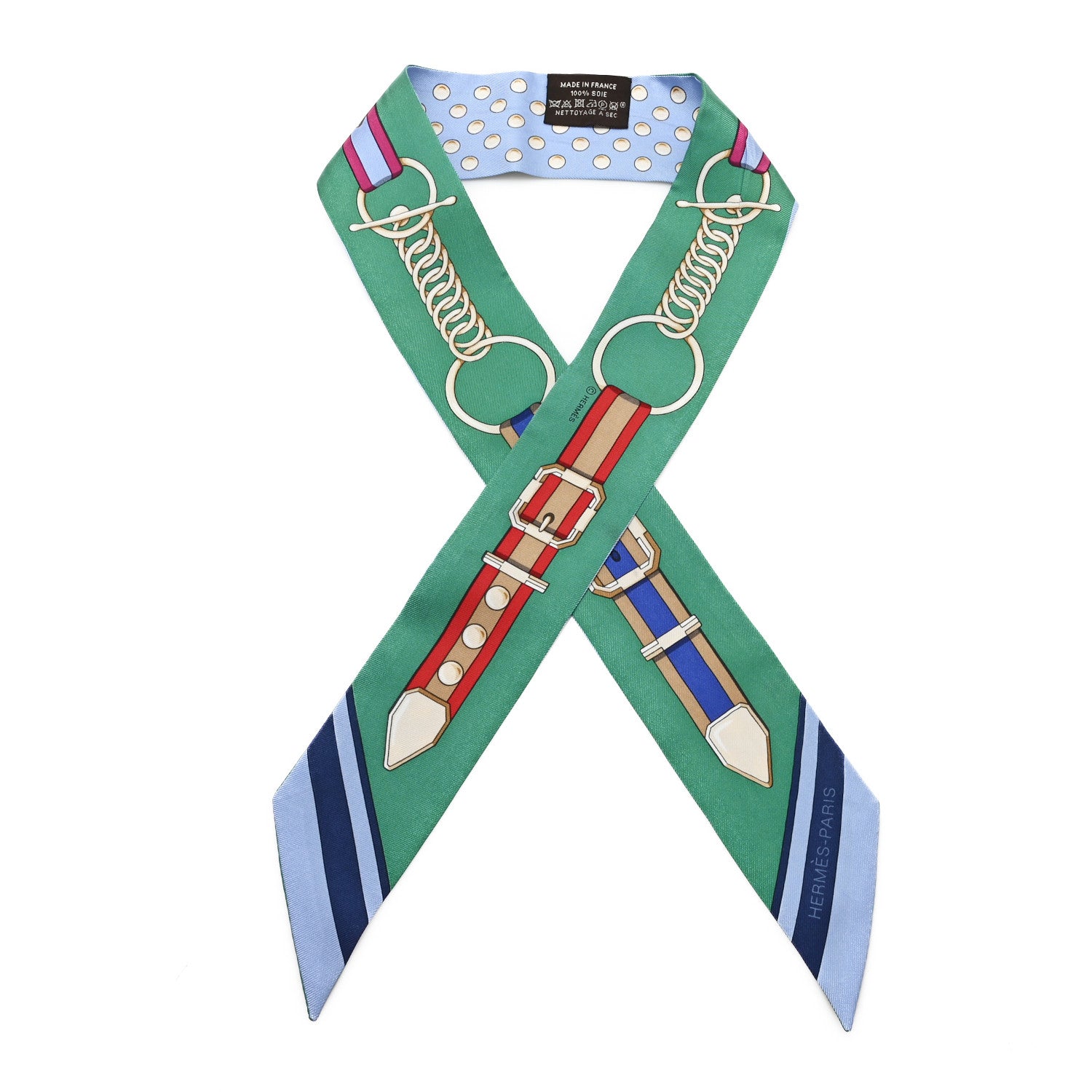 Hermes Silk Grand Tralala Twilly Bleu Ciel Vert 1 of 4
