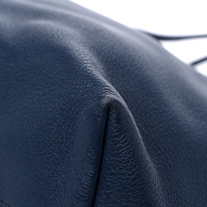 Prada Vitello Daino Zip Shopping Tote Navy Blue 8 of 11