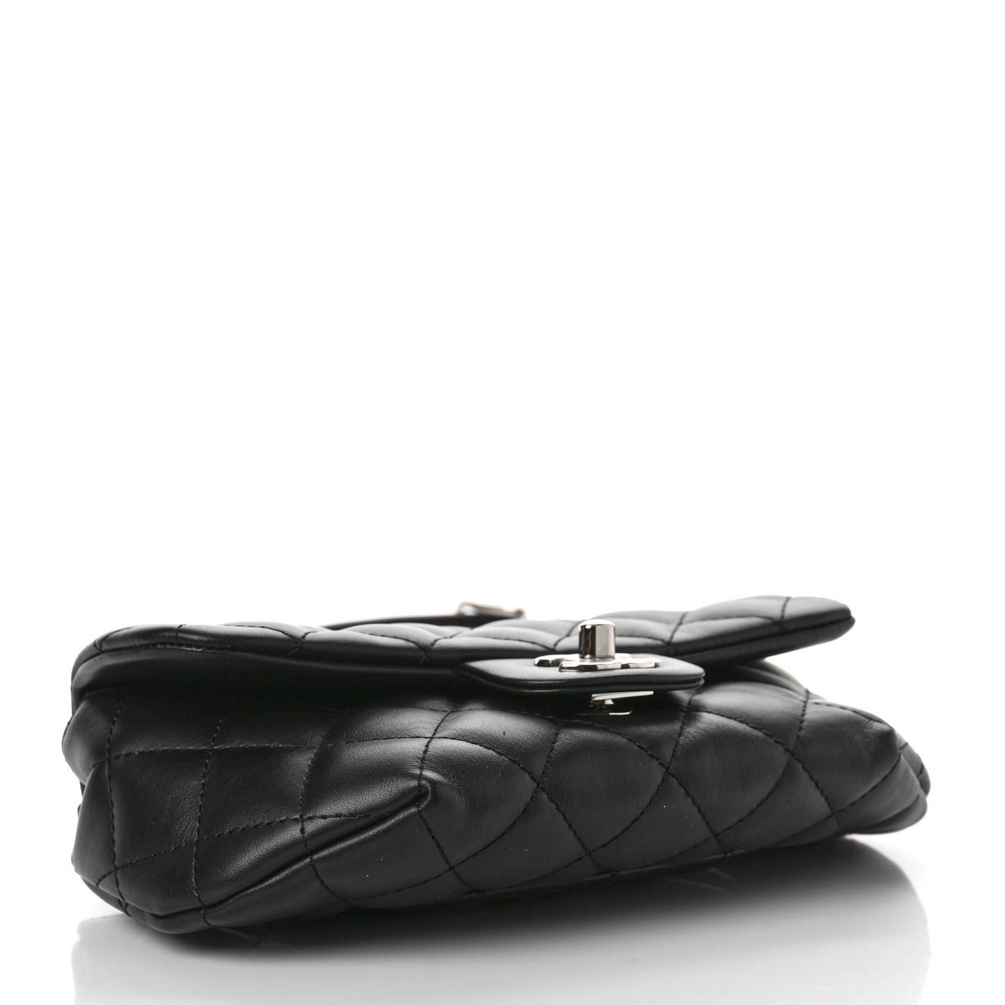 Calfskin Quilted CC Uniform Flap Belt Bag Black