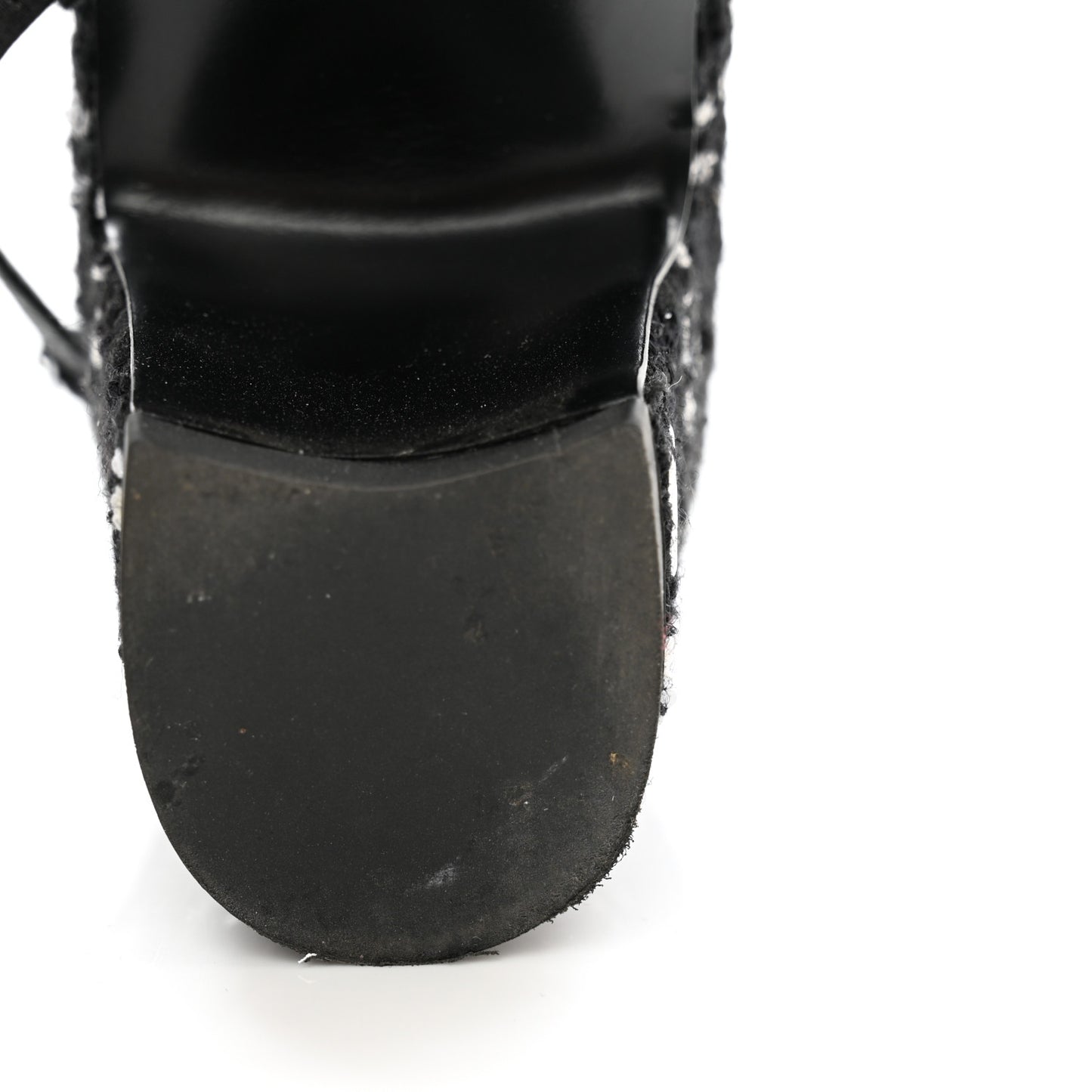 Tweed Sequins Corduroy Cap Toe CC Slingback Pumps 38 Black White