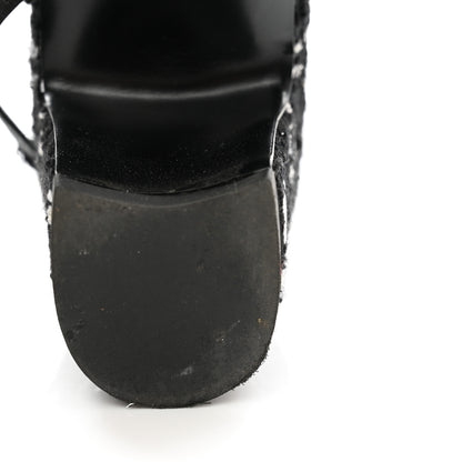 Chanel Tweed Sequins Corduroy Cap Toe CC Slingback Pumps 38 Black White 13 of 14