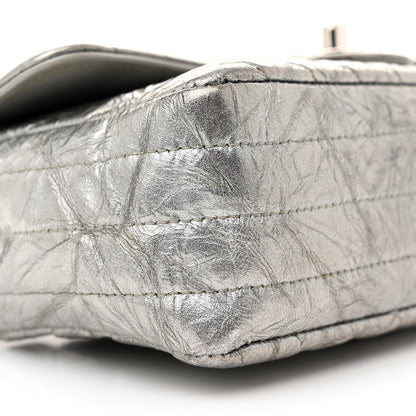 Chanel Patent Metallic Crumpled Calfskin Chevron Quilted Mini Rectangular Flap Silver 9 of 12