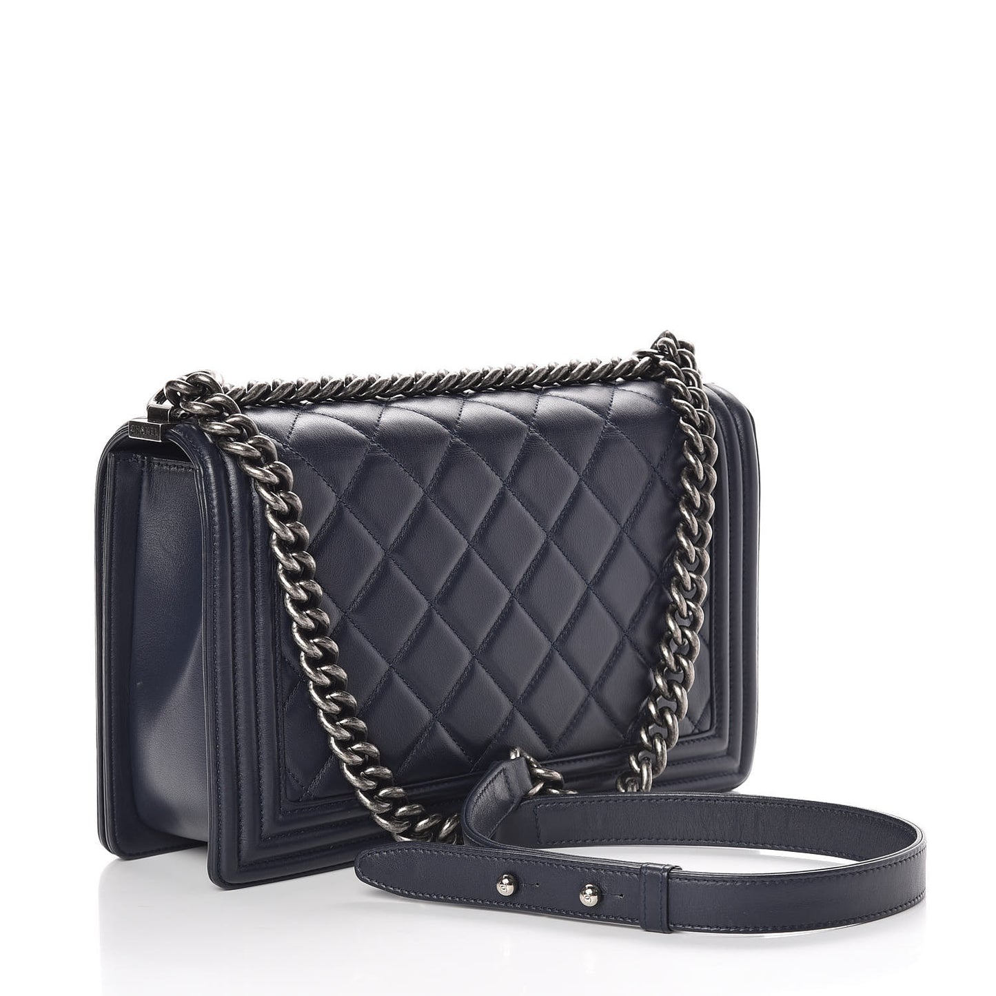 Lambskin Quilted New Medium Boy Flap Navy