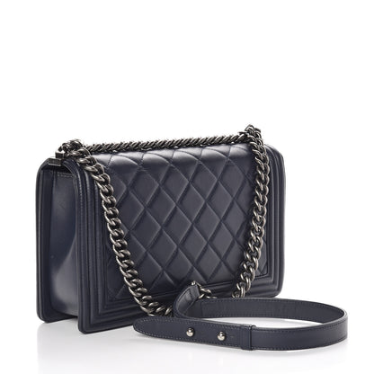 Chanel Lambskin Quilted New Medium Boy Flap Navy 3 of 13