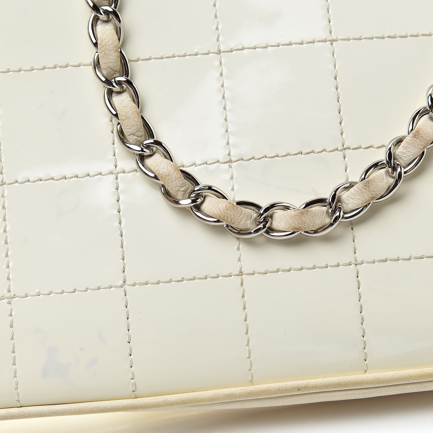 Chanel Patent Square Stitched CC Flap Clutch White 15 of 21