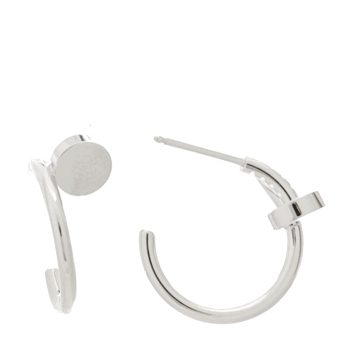 Cartier 18K White Gold Juste Un Clou Hoop Earrings 1 of 6