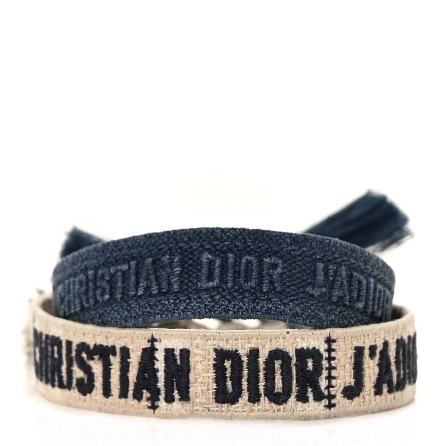 Woven Cotton J'Adior Friendship Bracelet Set Denim Blue Beige