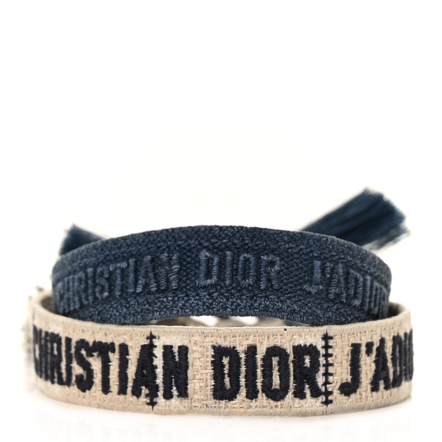 Christian Dior Woven Cotton J'Adior Friendship Bracelet Set Denim Blue Beige 1 of 4