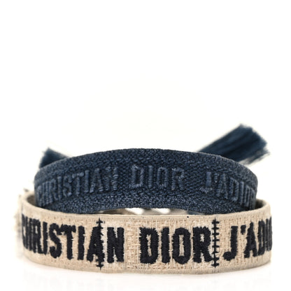 Christian Dior Woven Cotton J'Adior Friendship Bracelet Set Denim Blue Beige 1 of 4